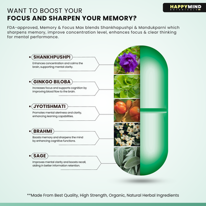 HappyMind Memory & Focus Max (60 Tablets)