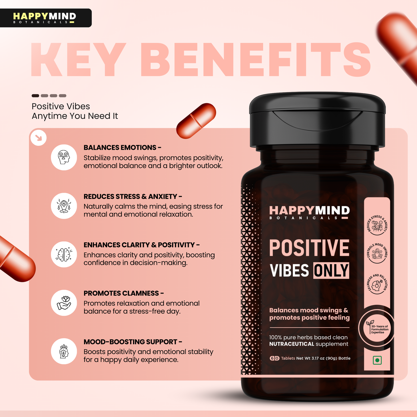 HappyMind Positive Vibes Only (60 Tablets)