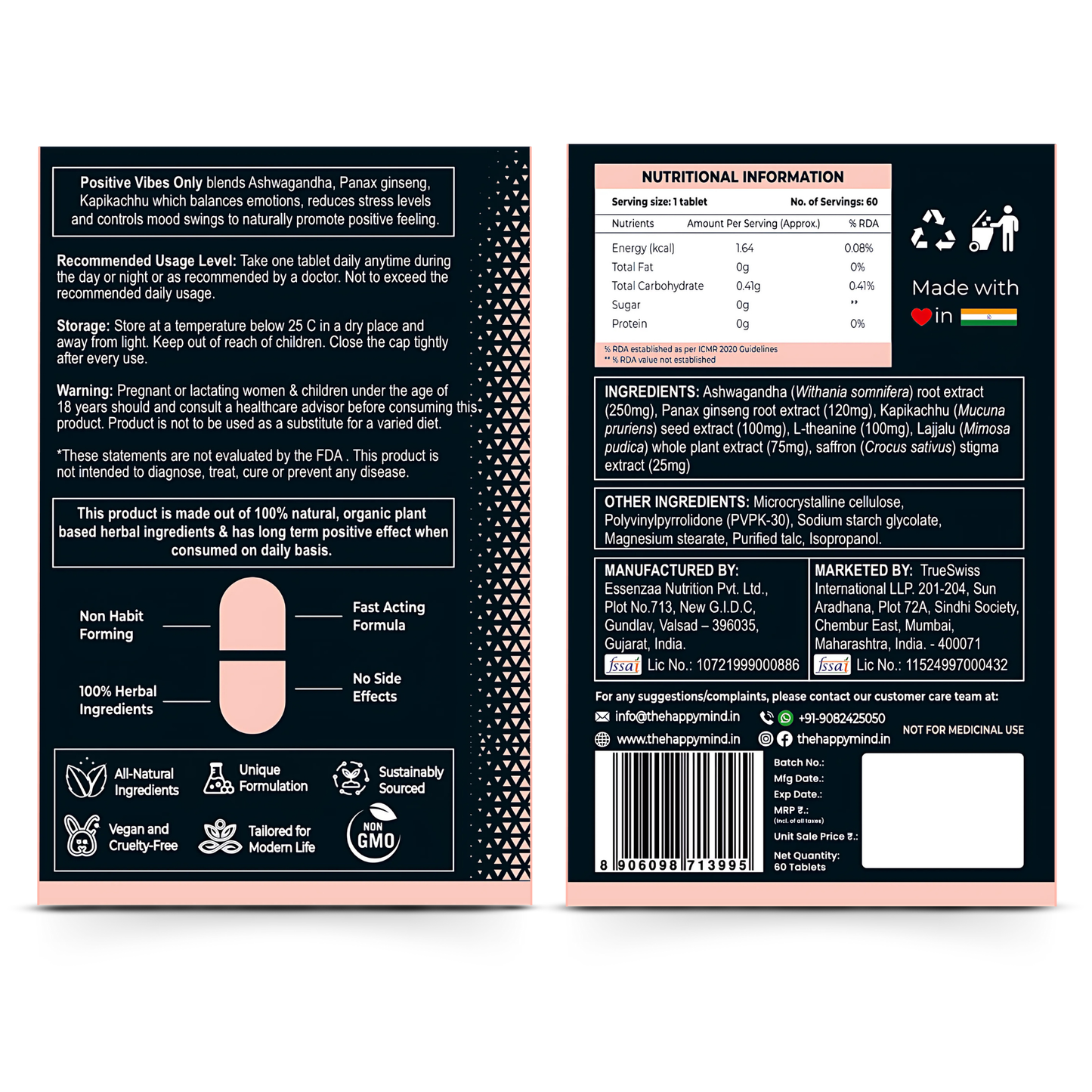 HappyMind Positive Vibes Only (60 Tablets)