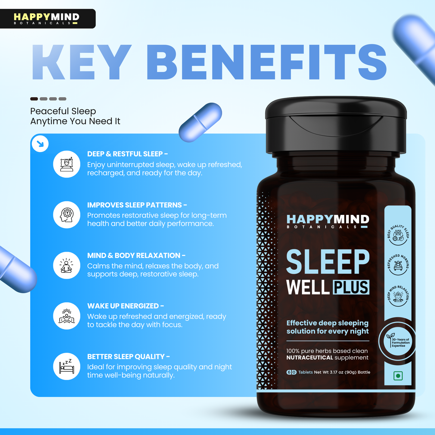 HappyMind Sleep Well Plus (60 Tablets)